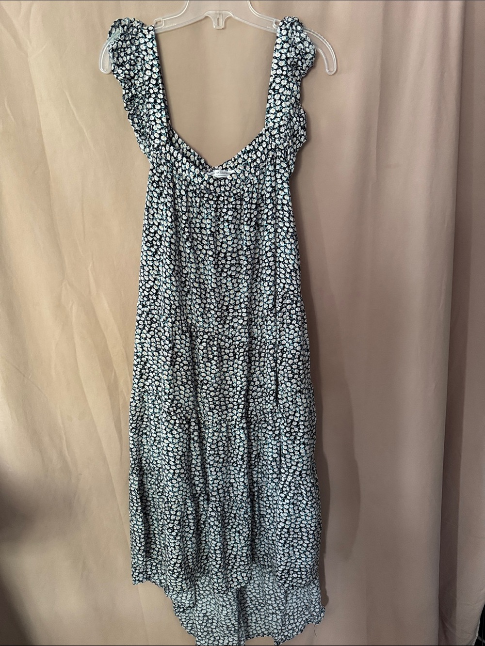 Flowy Black and White Floral Midi Dress